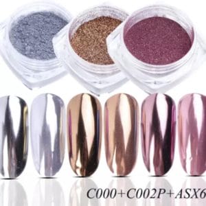 Holografische Glitter Poeder Set - Goud & Zilver & Roze - Nail Art - Rhinestones - 3 stuks