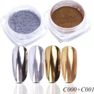 Holografische Glitter Poeder Set Zilver & Goud - Nail Art - Rhinestones - 2 stuks