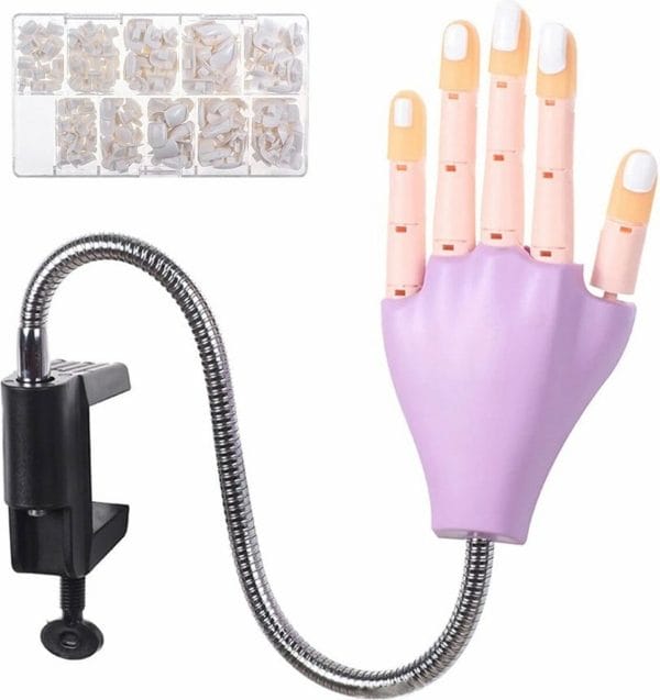 Homezie Oefenhand voor nagels - Nailtrainer - Oefenhand - Gelnagels - Poly gel - Nail art - Gel nagellak - Inclusief 200 nageltips