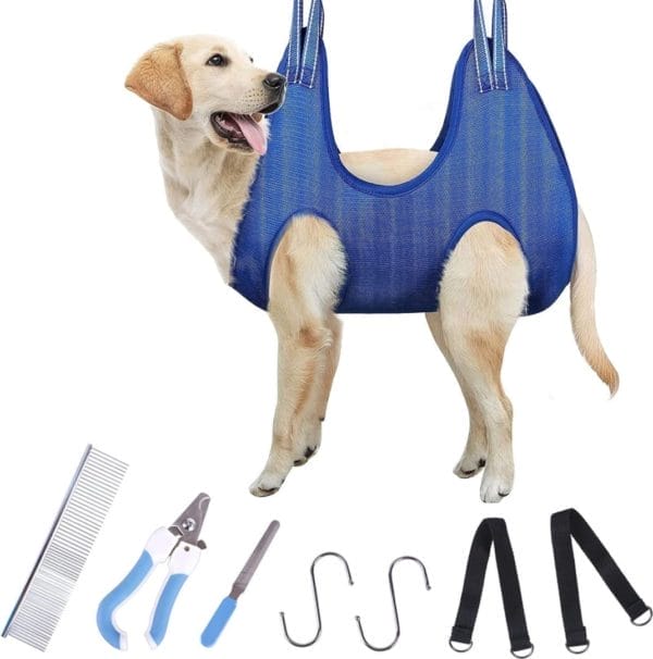 Huisdier hangmat helper hondenhangmat hulp voor het trimmen van nagels, hond grooming harness huisdierenverzorging hangmat kit restraint bag voor pet kat grooming bag kat badtas hondenhangmat m