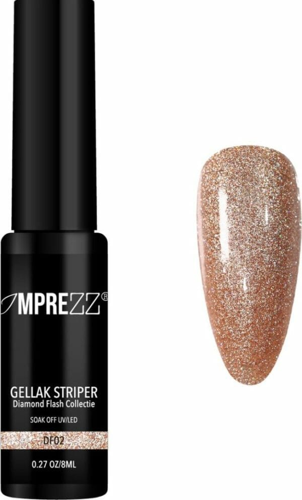 Imprezz® gellak striper df02 diamond flash koper hologram glitter 8 ml