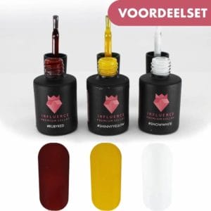 #INTENSESERIE - Influence Gellac - UV / LED Gellak - Gel nagellak - Gel lak - Donker rood / Bordeaux / Geel / Wit - Startersset - 3 x 10 ml