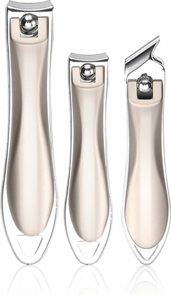 Inter-esque nagelknipper set - nageltang set - ingebouwde nagelvijl - zilver