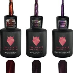 Influence Gellac #PASSIONATESERIE - UV / LED Gellak - Gel nagellak - Gel lak - Paars / Blauw/ Donkerblauw/ Rood / Donkerrood / Bordeaux / Glitter - Magneet - Startersset - 3 x 10 ml