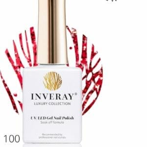 Inveray Gellak - Gel Polish Nr. 100 - Royal - Professionele Gelpolish ook voor thuis - HEMA 12 free - Vegan - Kleur Rood glitter - Nagellak - Nagels - Manicure
