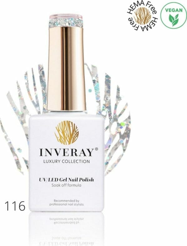 Inveray gellak - gel polish nr. 116 - delightful - professionele gelpolish ook voor thuis - hema 12 free - vegan - zilver nagellak - nagels - feestelijk