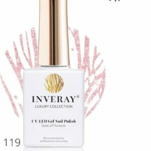 Inveray Gellak - Gel Polish Nr. 119 - Mild - Professionele Gelpolish ook voor thuis - HEMA 12 free - Roze glitter Nagellak - Nagels