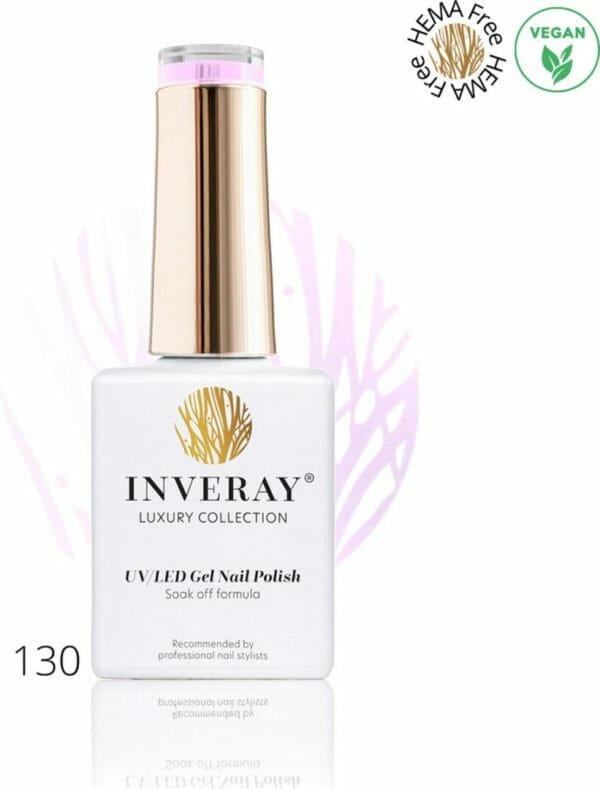 Inveray gellak - gel polish nr. 130 - lilac lady - professionele gelpolish ook voor thuis - hema 12 vrij vegan - kleur pastel roze - french nails - nagellak - nagels - manicure - nagelstylist