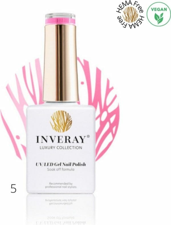Inveray gellak - gel polish nr. 5 - friendship - professionele gelpolish ook voor thuis - manicure -pedicure - hema 12 free - veganb - roze nagellak - nagels