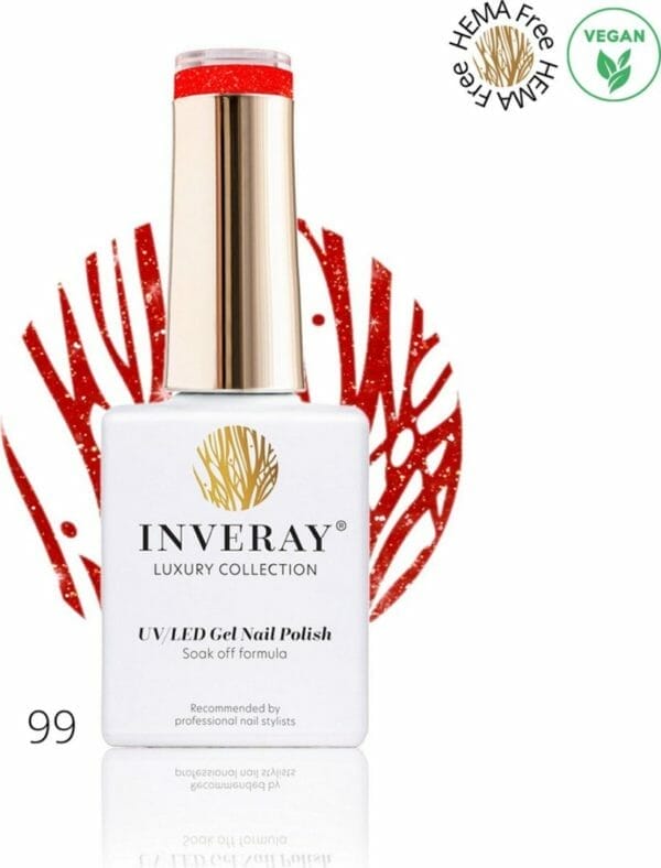 Inveray gellak - gel polish nr. 99 - professionele gelpolish ook voor thuis - hema 12 free - vegan - kleur rood - nagellak - nagels - manicure