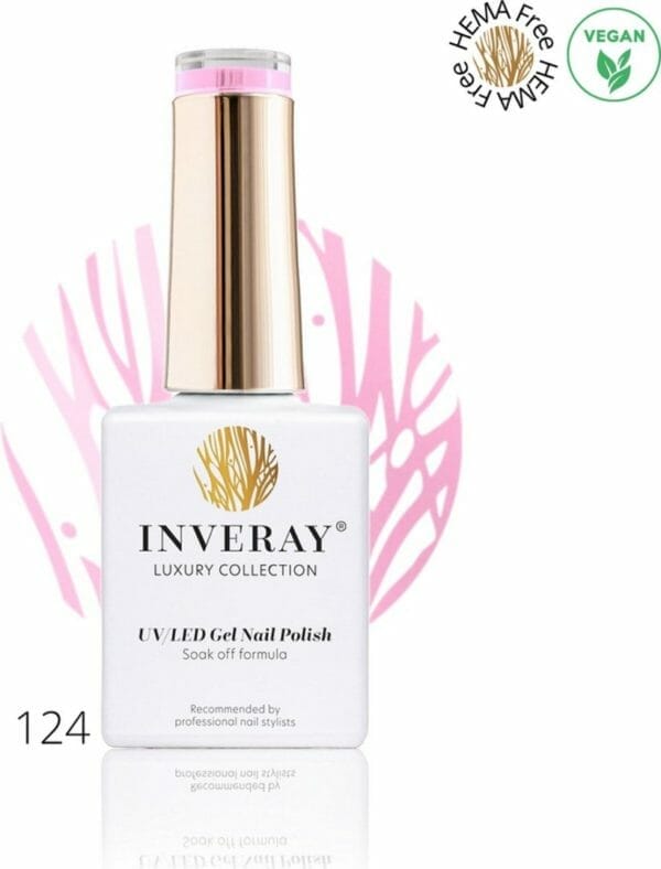 Inveray gellak - uv/led - gel polish nr. 124 - blushed - professionele gellak ook voor thuis - hema 12 free - vegan - roze - pastel nagellak - nagels