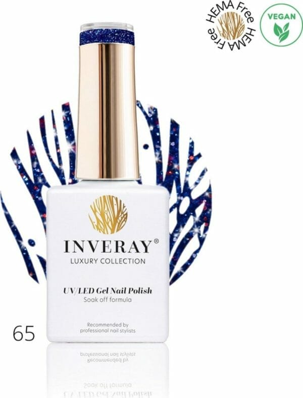 Inveray gellak - uv/led - gel polish nr. 65 - universe - professionele gelpolish ook voor thuis - hema 12 free - vegan - kleur blauw glitter - nagellak - nagels - manicure