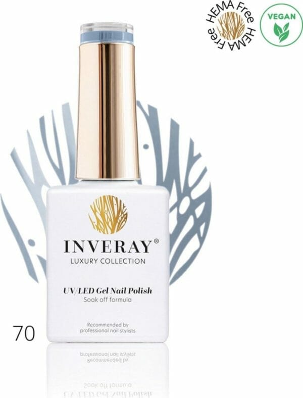 Inveray gellak - uv/led - gel polish nr. 70 - blue ribbon - professionele gelpolish ook voor thuis - hema 12 free - grijs -blauwe nagellak