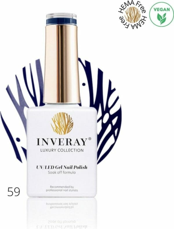 Inveray gellak - uv/led - gel polish nr. 59 - intelligence - professionele gellak ook voor thuis - hema 12 free -vegan - kleur blauw - nagellak - nagels - uv/led