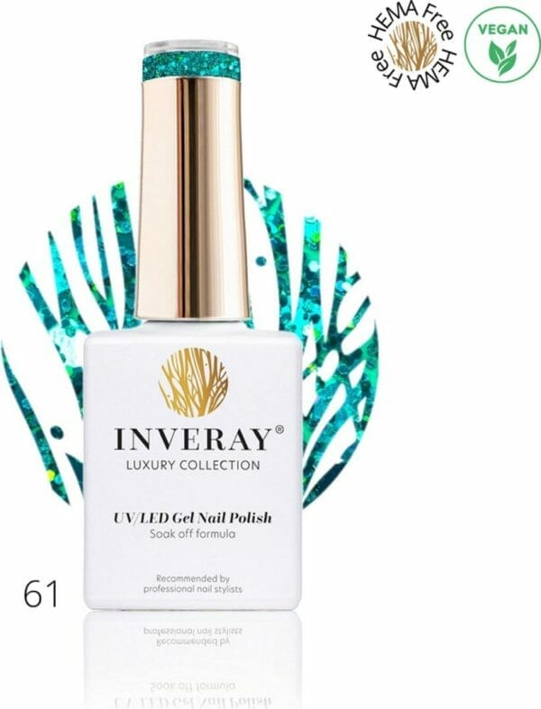 Inveray gellak - uv/led - gelpolish nr. 61 - fantasy - professionele gelpolish ook voor thuis - hema 12 free - groen glitter nagellak -nagels