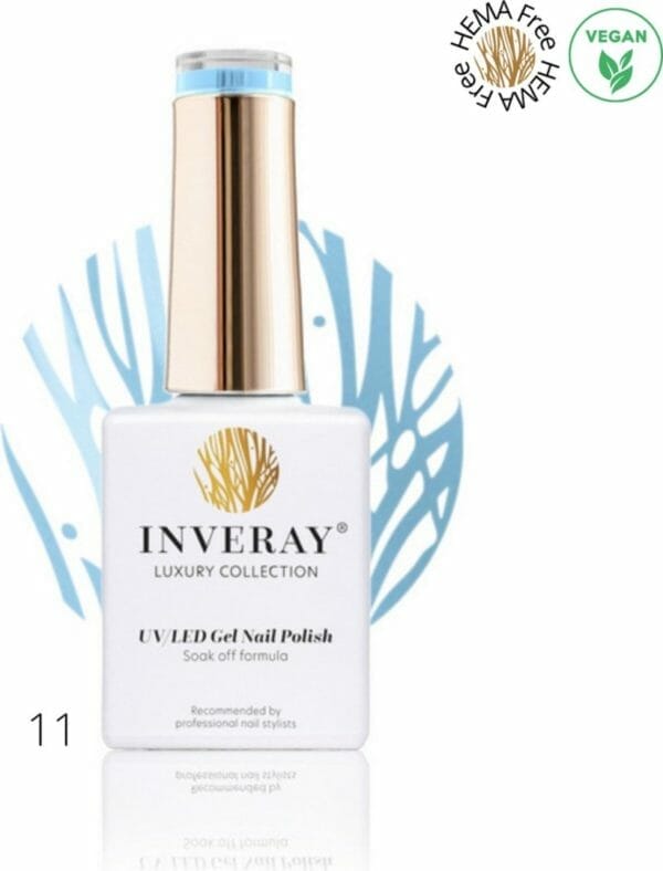 Inveray gellak - uv/led - gel polish nr. 11 - divine - professionele gelpolish ook voor thuis - hema 12 free - vegan - manicure - pedicure - blauwe nagellak - nagels