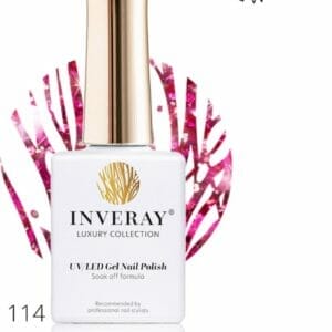 Inveray Gellak - UV/Led - Gel Polish Nr. 114 - Celebrity - Professionele Gelpolish ook voor thuis - HEMA 12 vrij- Vegan - Roze/Rood - Glitter Nagellak - Nagels