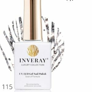 Inveray Gellak - UV/Led - Gel Polish Nr. 115 - Dazzling - Professionele Gelpolish ook voor thuis - HEMA 12 vrij Vegan - Kleur Zilver - Glitter - Feestelijk - Nagellak - Nagels -Manicure - Nagelstylist