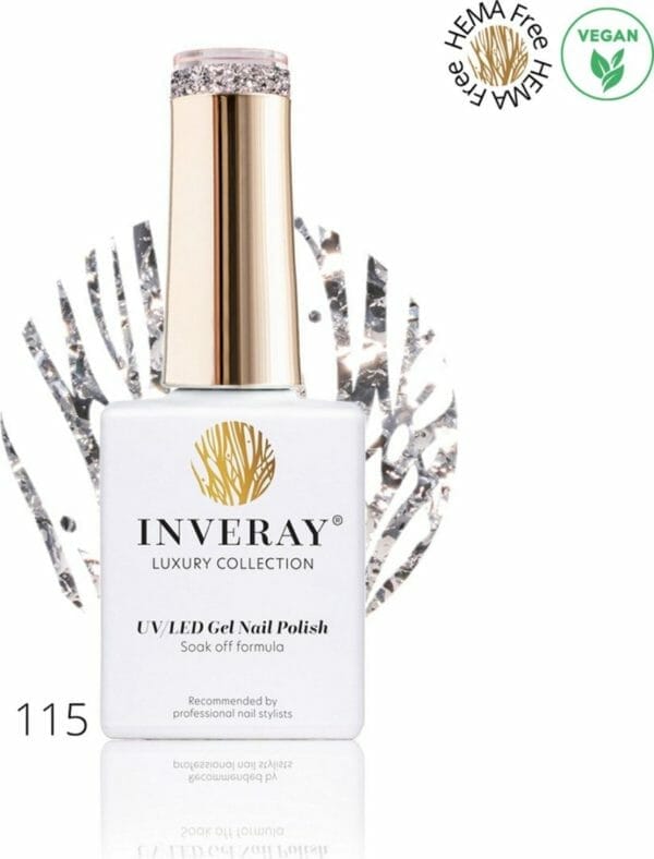 Inveray gellak - uv/led - gel polish nr. 115 - dazzling - professionele gelpolish ook voor thuis - hema 12 vrij vegan - kleur zilver - glitter - feestelijk - nagellak - nagels -manicure - nagelstylist