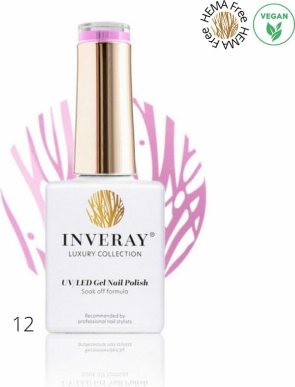 Inveray gellak - uv/led - gel polish nr. 12 - intellect - professionele gelpolish ook voor thuis - hema 12 free - vegan - manicure - pedicure - paars - purper - nagellak - nagels
