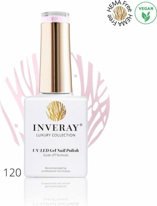 Inveray gellak - uv/led - gel polish nr. 120 - candor - professionele gellak ook voor thuis - hema 12 free - vegan - roze nagellak - nagels