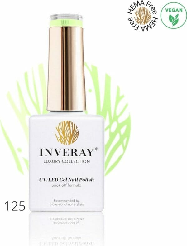 Inveray gellak - uv/led - gel polish nr. 125 limelicious - professionele gelpolish ook voor thuis - hema 12 vrij vegan - kleur pastel groen - nagellak - nagels -manicure - nagelstylist