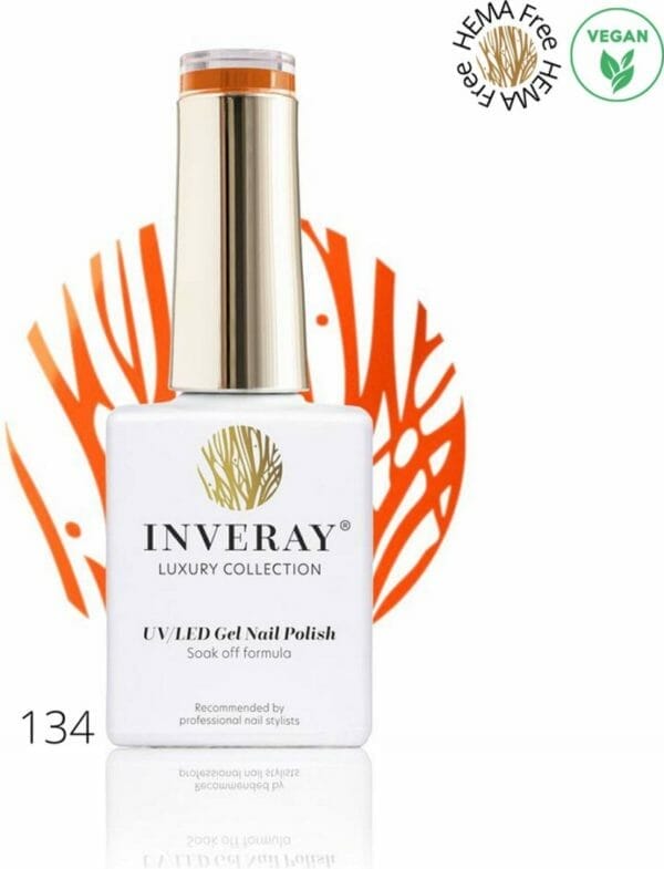 Inveray gellak - uv/led - gel polish nr. 134 - charming clementine - zowel voor de professional als voor thuis - hema 12 free - oranje - nagellak - nagels