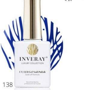 Inveray Gellak - UV/Led - Gel Polish Nr. 138 - Persian Blue - Professionele Gelpolish - HEMA 12 free - Vegan - Manicure - Blauwe nagellak - Nagels