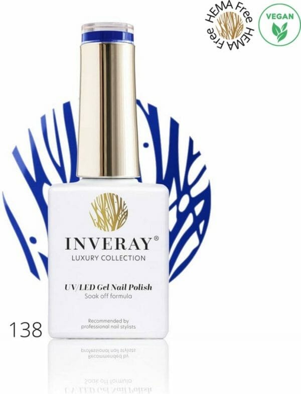 Inveray gellak - uv/led - gel polish nr. 138 - persian blue - professionele gelpolish - hema 12 free - vegan - manicure - blauwe nagellak - nagels