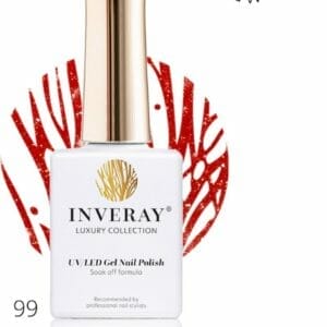 Inveray Gellak - UV/Led - Gel Polish - Nr. 139 - Catwalk Queen - Professionele Gelpolish ook voor thuis - HEMA 12 vrij- Vegan - nagellak - kleur rood glitter Nagels