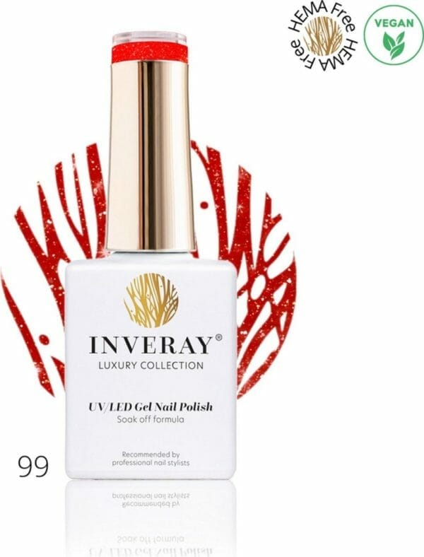 Inveray gellak - uv/led - gel polish - nr. 139 - catwalk queen - professionele gelpolish ook voor thuis - hema 12 vrij- vegan - nagellak - kleur rood glitter nagels