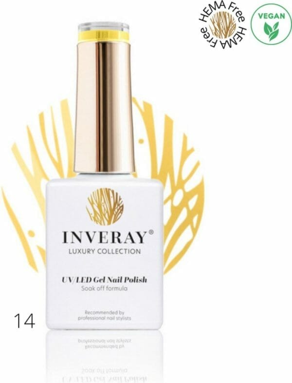 Inveray gellak - uv/led - gel polish nr. 14 - serenity - professionele gelpolish ook voor thuis - hema 12 free - vegan - gele nagellak nagels - manicure - nagelstylist