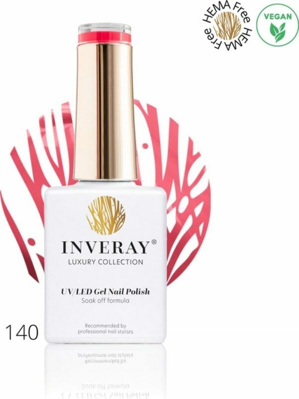 Inveray gellak - uv/led - gel polish nr. 140 - coral - professionele gelpolish ook voor thuis - hema 12 free - manicure - nagelstylist - roze nagels