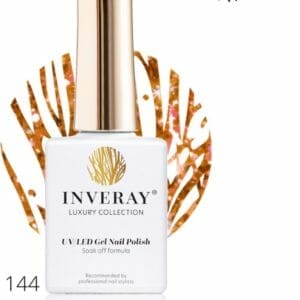 Inveray Gellak - UV/Led - Gel Polish Nr. 144 - Autumn Flame - Professionele Gelpolish ook voor thuis - HEMA 12 vrij- Vegan - Oranje glitter Nagellak - Nagels