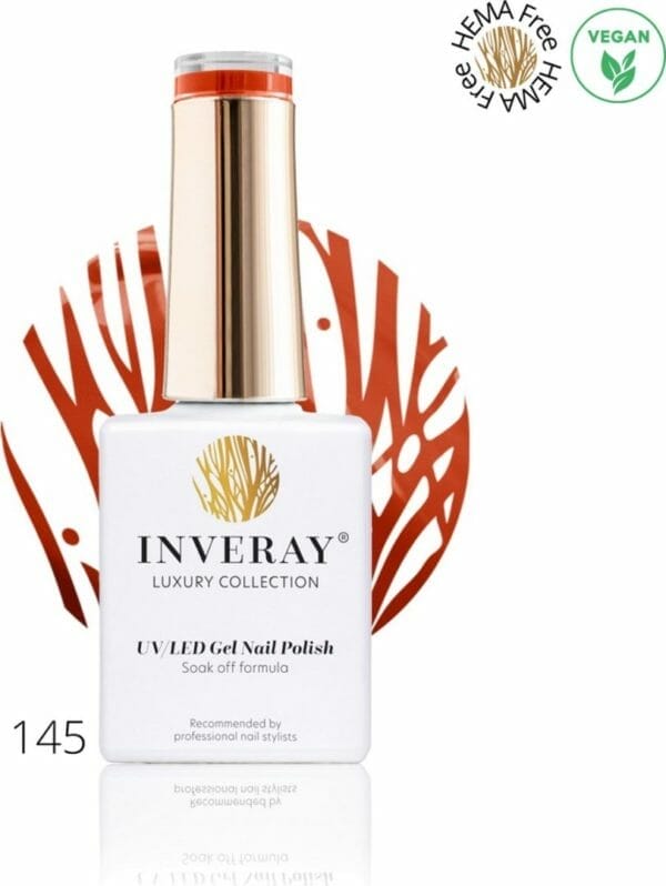 Inveray gellak - uv/led - gel polish nr. 145 - pumpkin love - professionele gelpolish ook voor thuis - hema 12 vrij- vegan - rode nagellak - nagels