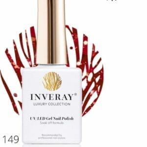 Inveray Gellak - UV/Led - Gel Polish Nr. 149 - Ruby Flame - Professionele Gelpolish ook voor thuis - HEMA 12 free - Rode glitter nagels