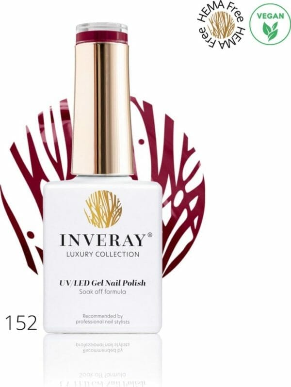 Inveray gellak - uv/led - gel polish nr. 152 - better be mine - professionele gellak ook voor thuis - hema 12 free - vegan - kleur bordeaux - manicure - nagelstylist