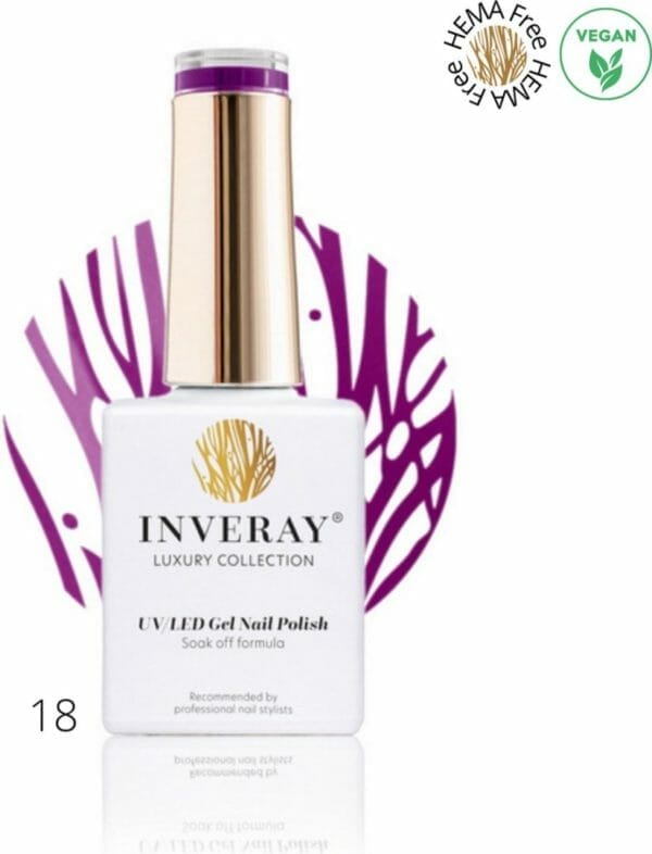 Inveray gellak - uv/led - gel polish nr. 18 - mystery - professionele gelpolish ook voor thuis - hema 12 free - vegan - manicure - pedicure - paars - purper nagellak - nagels