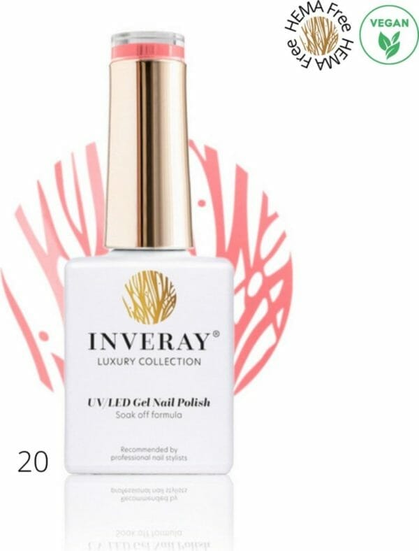 Inveray gellak - uv/led - gel polish nr. 20 - delight - professionele gelpolish ook voor thuis - hema 12 free - vegan - manicure - nagelstylist - roze nagellak - nagels