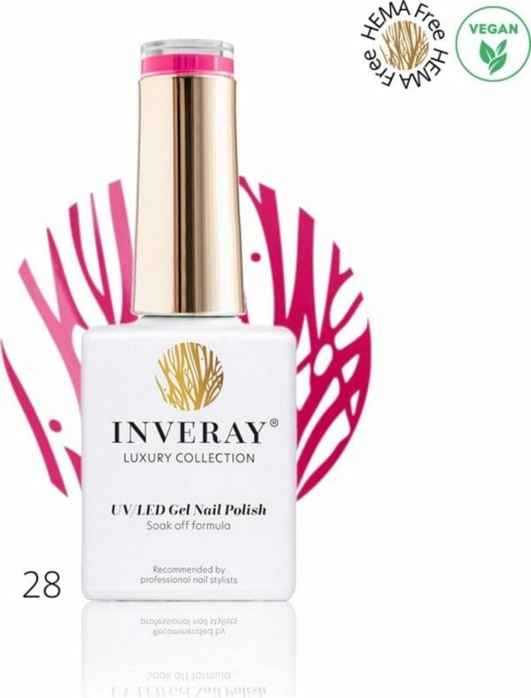 Inveray gellak - uv/led - gel polish nr. 28 - ecstasy - professionele gelpolish ook voor thuis - hema 12 free - vegan - roze - rode - nagellak - nagels - manicure - nagelstylist