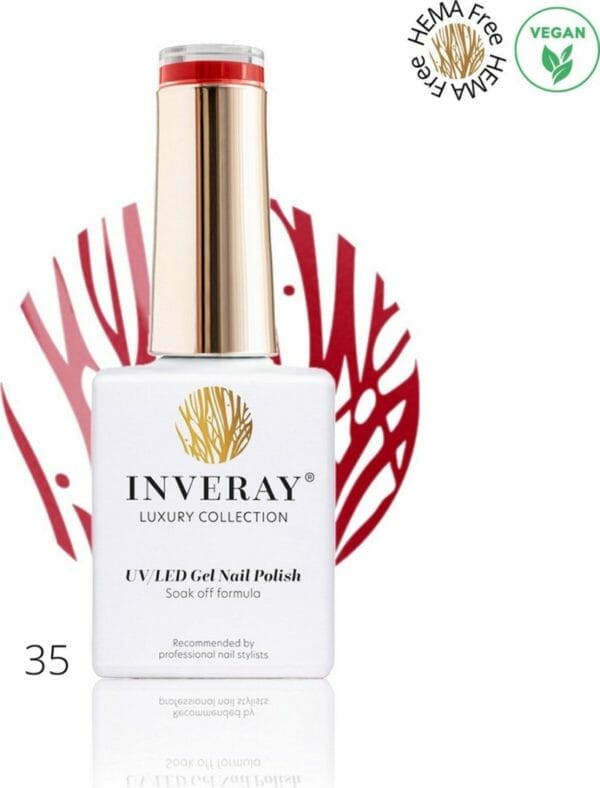 Inveray gellak - uv/led - gel polish nr. 35 - desire - professionele gelpolish ook voor thuis - hema 12 free - vegan - rode nagellak - nagels - manicure - nagelstylist