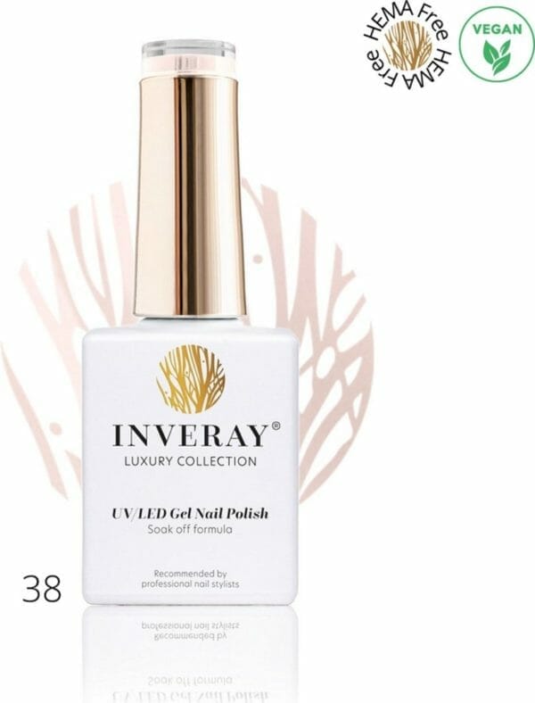 Inveray gellak- uv/led - gel polish nr. 38 - delicacy - professionele gelpolish ook voor thuis - hema 12 free - vegan - pastel kleur - french nails - roze - nagellak - nagels