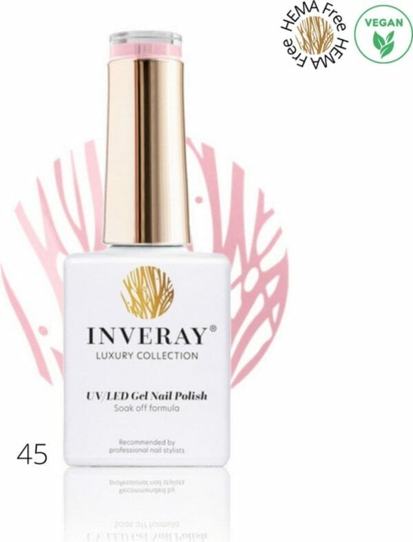 Inveray gellak - uv/led - gel polish nr. 45 - tender - professionele gelpolish ook voor thuis - hema 12 free - vegan - roze nagellak - nagels - manicure - nagelstylist