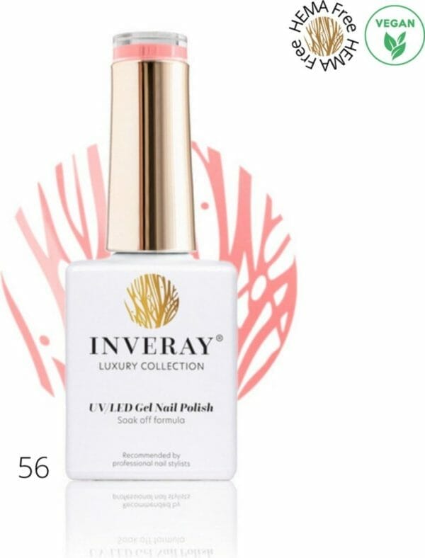 Inveray gellak - uv/led - gel polish nr. 56 - emotion - professionele gellak ook voor thuis - hema 12 free - vega, - kleur - zalm roze - nagellak - nagels uv/led