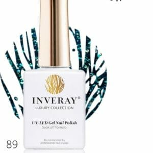 Inveray Gellak - UV/Led - Gel Polish Nr. 89 - Azure Fizz - Professionele Gelpolish ook voor thuis - HEMA 12 free - Vegan - Kleur Groen - Glitter - Nagellak - Nagels - Manicure