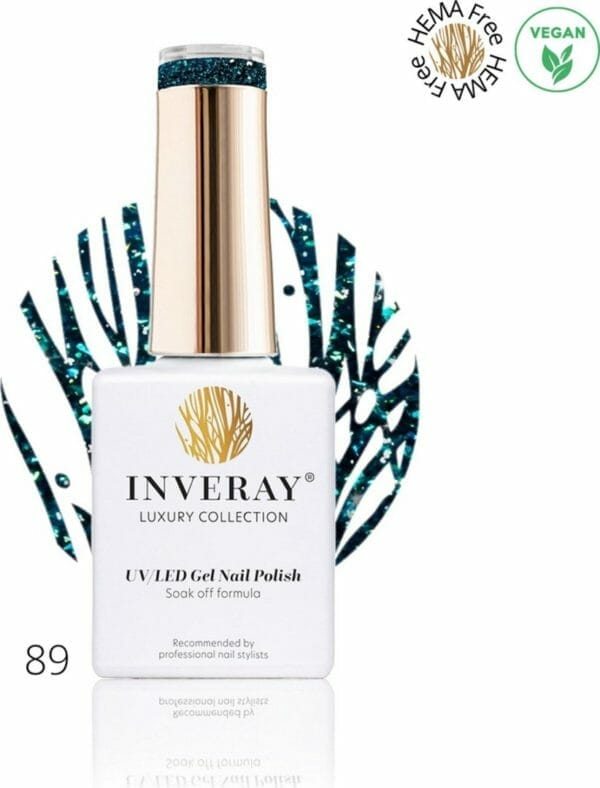 Inveray gellak - uv/led - gel polish nr. 89 - azure fizz - professionele gelpolish ook voor thuis - hema 12 free - vegan - kleur groen - glitter - nagellak - nagels - manicure