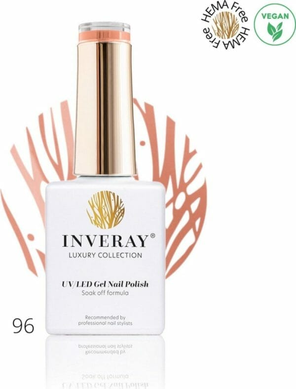 Inveray gellak - uv/led - gel polish nr. 96 - soft - professionele gelpolish ook voor thuis - hema 12 vrij - vegan - kleur beige roze - manicure - nagelstylist
