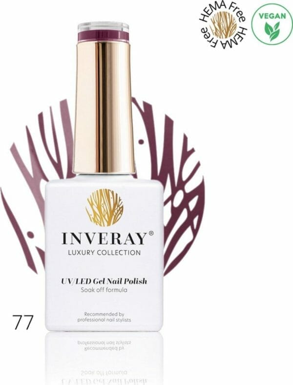 Inveray gellak - uv/led - gelpolish nr. 77 - amity - professionele gelpolish ook voor thuis - hema 12 vrij vegan - kleur bordeaux -bruin - manicure - nagelstylist