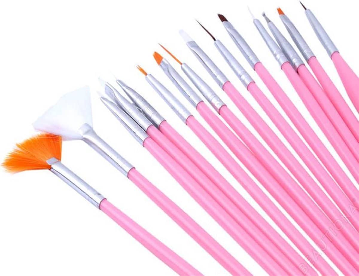 Isabelle nails penselen set roze 15 stuks Isabelle nails penselen set roze 15 stuks