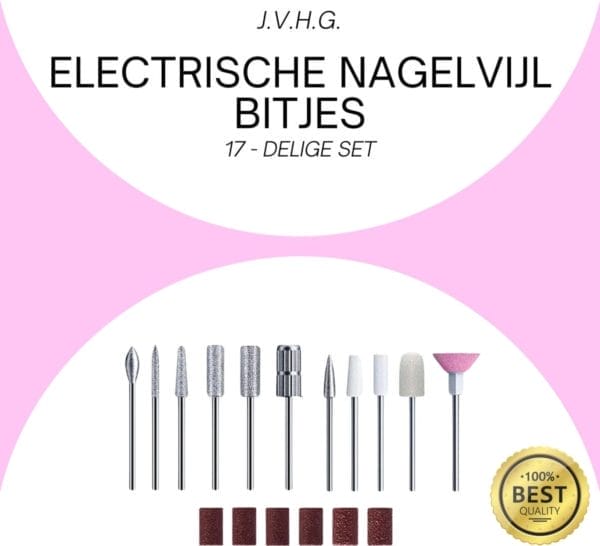 J. V. H. G. Professionele 17-delige bitjesset voor elektrische nagelvijl - elektrische nagelfrees - hoogwaardige accessoires voor perfecte nagelverzorging - robuust & nauwkeurig - geschikt voor professioneel en thuisgebruik